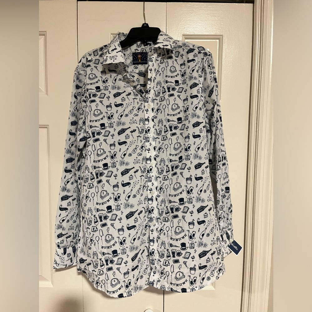 Simon Banks Men's New Years Eve Holiday Party‎ Long Sleeve Button Down Shirt